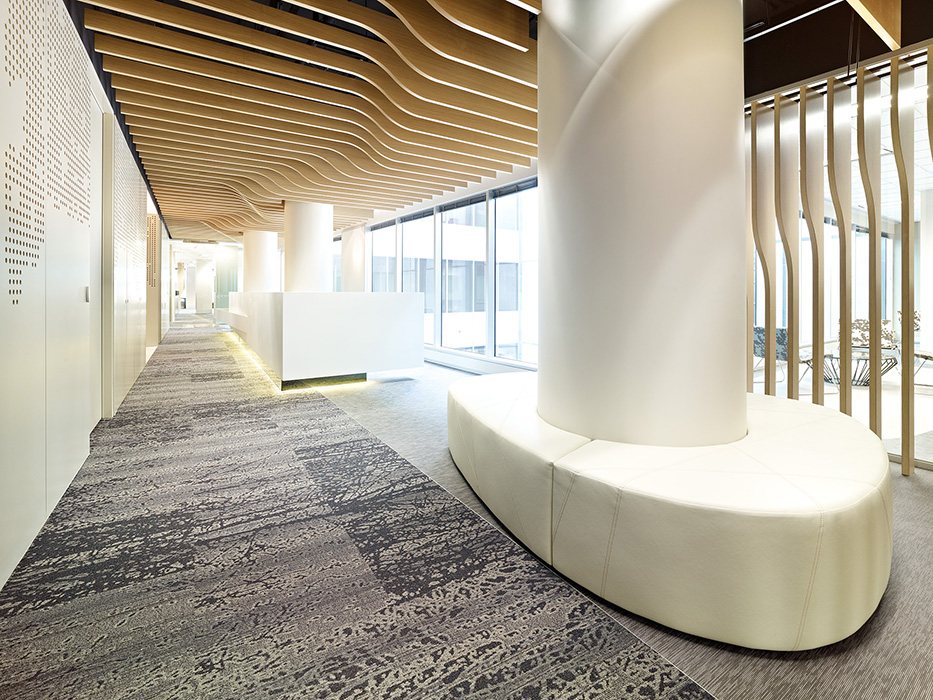 Office fitout with timber ceiling blades